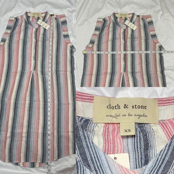 ⚡️SOLD⚡️Anthropologie Dress Striped High Low Tunic Shirtdress Cloth & Stone Pink - Picture 14 of 14